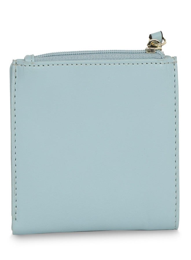 Fastrack Women Faux Leather Color Blocked Two-Fold Wallet , | with 3 Card Holders & ID Card Holder | Wallet with Wristlet | Purse for Daily Use, Blue - Image 4